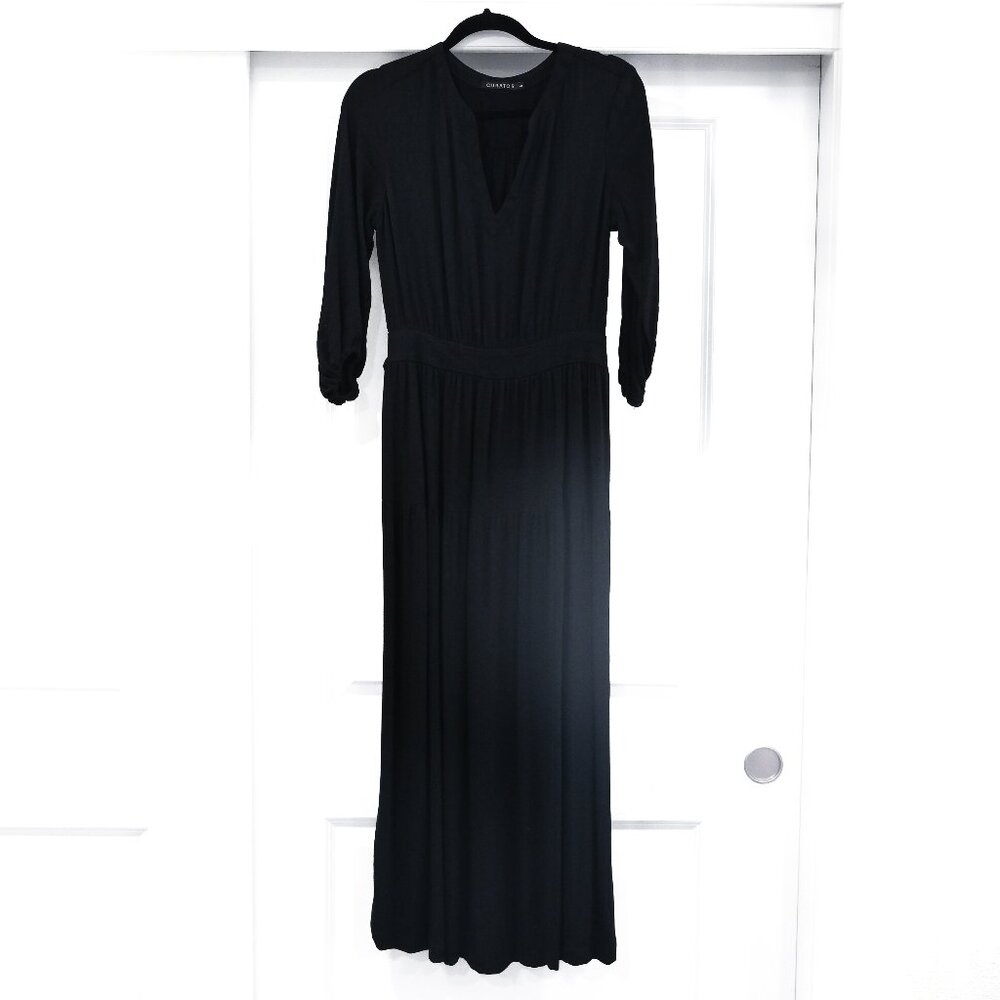 Curator Size Small Midi Black Rayon Crepe Dress